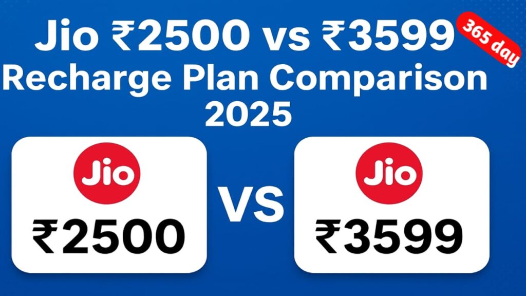 Jio 365 दिन का प्लान ₹2500 vs ₹3599 Recharge Plan Comparison 2025 | कौन सा प्लान है ज्यादा फायदेमंद?